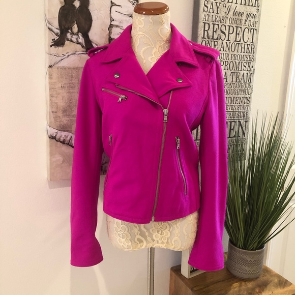 GAP Fuchsia Wool-Blend Moto Jacket - Picture 3 of 9